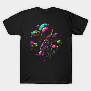 Astronaut Holding Planet Balloons Astrology Astronaut Universe Star Astronaut Suit Planet Cosmonaut Cosmonauts Moon Astronomy Mars Spaceman Jupiter T-Shirt